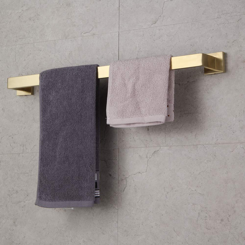 GERZWY 24-Inch Bathroom Towel Bar Stainless Steel Bath Towel Bar Modern Square Style Wall Mount Brushed PVD Zirconium Gold FG160160-BZ - NewNest Australia