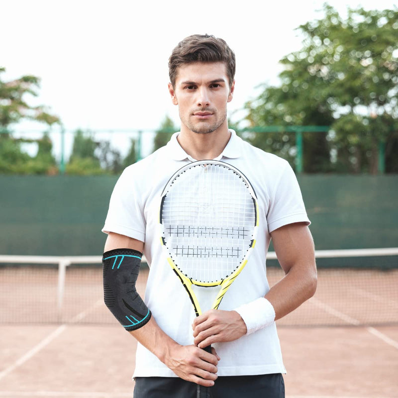 Agile Now Upgraded Elbow Support Stabilises & Protects Joints - Non-Slip Tennis Elbow Bandage With Curved Gel Pads - Suitable For All Sports Such As Tennis, Weightlifting & Golf (Xl, Blue) - NewNest Australia