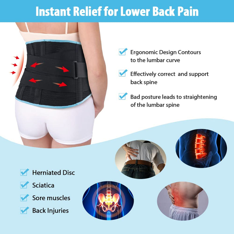 NEWGO Back Brace for Lower Back Pain Relief with 4 Stays, Breathable Back Support Belt for Men/Women, Lumbar Support Belt with Adjustable Support Straps for Herniated Disc, Sciatica, Scoliosis #1 - NewNest Australia