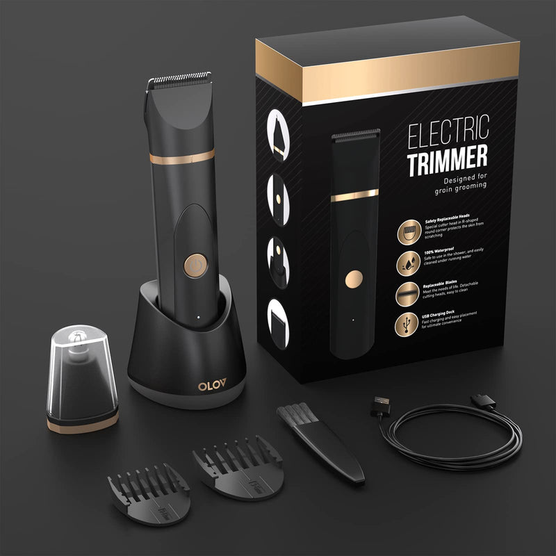 OLOV intimate razor man electric razor body razor men with nose hair trimmer, USB charging station, ceramic blade, waterproof body hair trimmer for armpits, groin, back, chest, legs - NewNest Australia