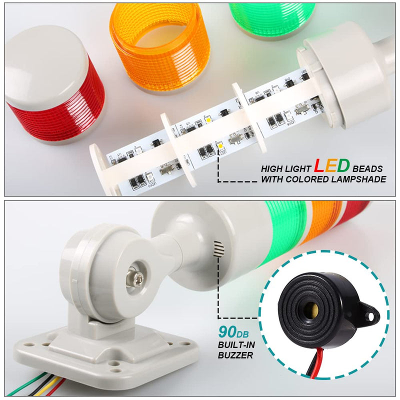 LUBAN Led Signal Tower Stack Lights, Industrial Signal Warning Lights, Column Tower Lamp Andon Lights with Rotatable Base, Steady Flashing Light Switchable,12V 24V DC(1-Layer, no Buzzer) DC 12 to 24V 1-Layer/no Buzzer - NewNest Australia