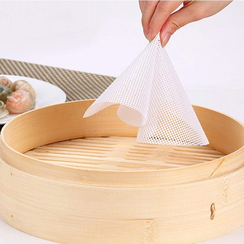 Inchant 5Pcs Kitchen Silicone Steamer Mesh Non-Stick Pad Round Shape Dumplings Mat Steamed Buns Baking Pastry Dim Sum Mesh（11" Diameter） - NewNest Australia