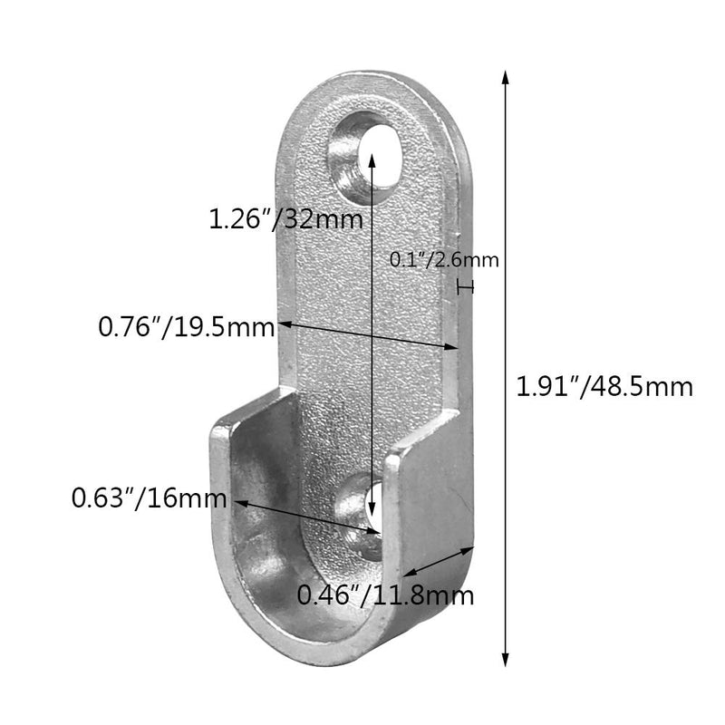 Alamic Oval Closet Rod End Supports with Mounting Screws for 15 x 30mm Rods - 12 Pack - NewNest Australia