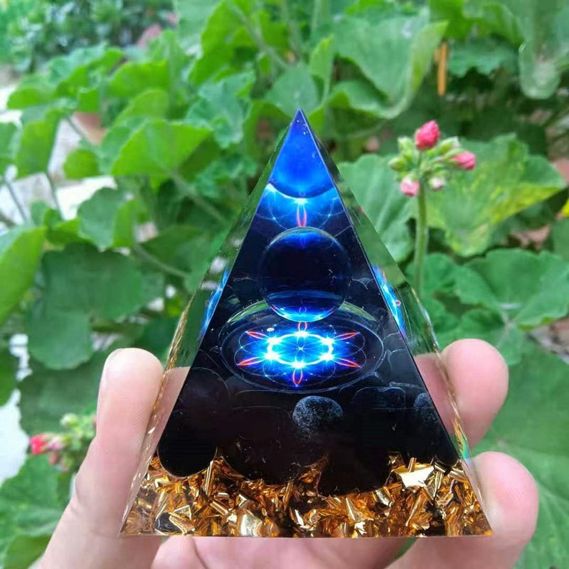 ycyingcheng Pyramid Ogan Crystal Energy Tower Nature Reiki Chakra Crushed Stone, Negative Energy Remover Blessing Home Office Ornaments Decoration Feng Shui Ornaments Crystal Pyramid 01 - NewNest Australia