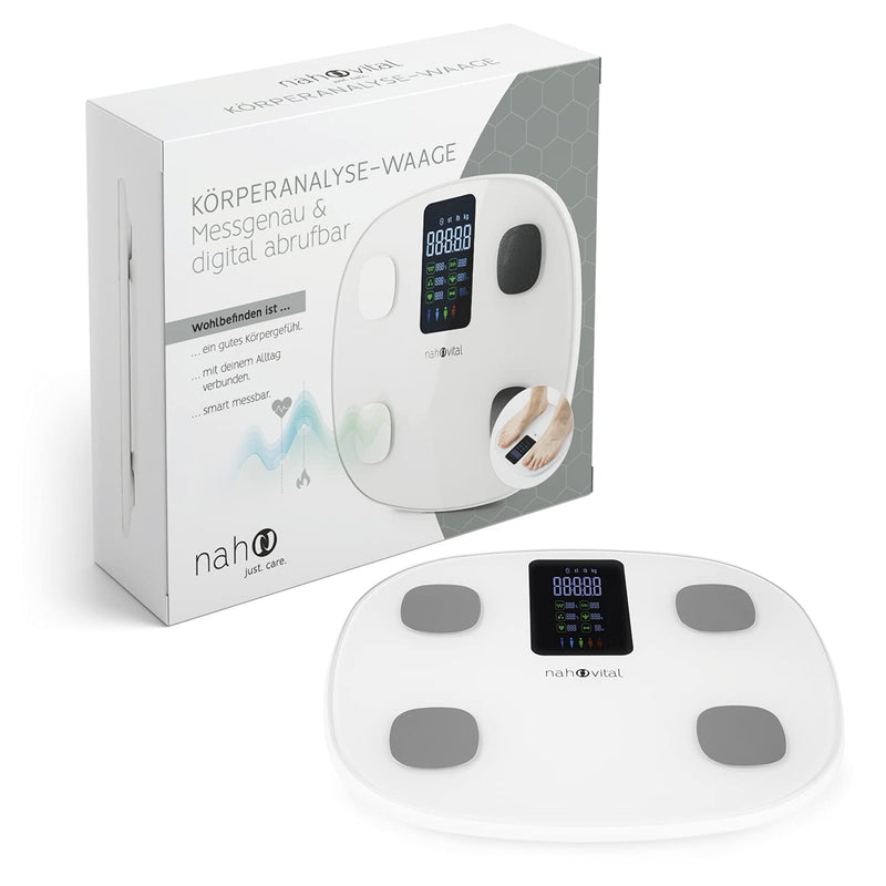 Nah-Vital Smart Body Analysis Scales, Digital Personal Scales, Body Fat Scales With App For 15 Body Data Such As Body Fat, Weight, Bmi, Muscle Mass And Bmr, Large Display, Up To 24 Profiles - NewNest Australia