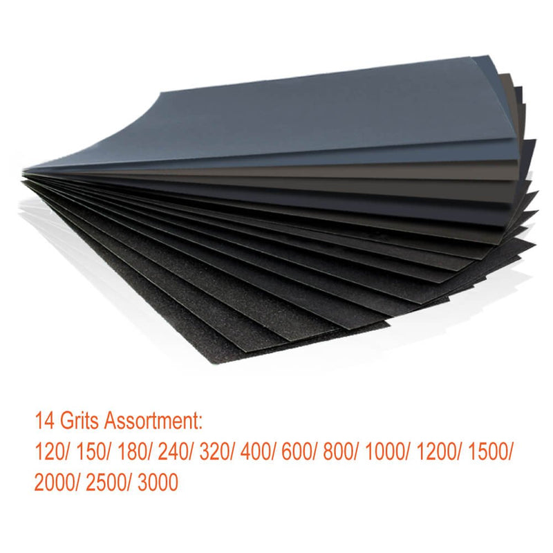 42 Pcs Wet Dry Sandpaper 120 to 3000 Grit Assortment 9 3.6 Inches Abrasive Paper Sheets for Automotive Sanding Wood Furniture Finishing - NewNest Australia