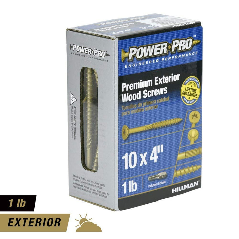Power Pro 48604 Wood Screws, #10 x 4", Premium Outdoor Deck Screws, Rust Resistant, Epoxy Coated Bronze, 1lb Box, 52 pcs - NewNest Australia