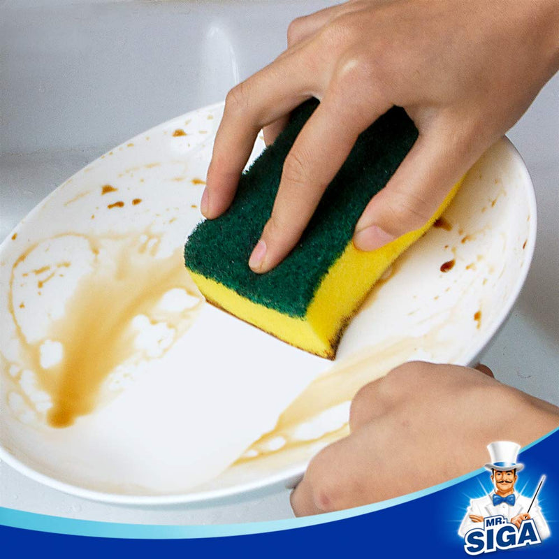 MR.SIGA Heavy Duty Scrub Sponge, Pack of 6, Size:11 x 7 x 3 cm, 4.3" x 2.8" x 1.2" 6 Pack - NewNest Australia