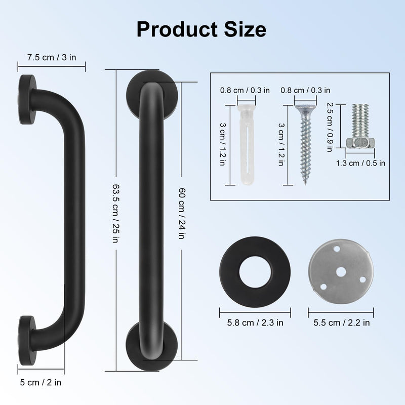 YF Shower Grab Rail, 60 cm Stainless Steel Bathroom Grab Bar, Black Anti Slip Shower Grab Bar Shower Bath Handle Hand Rail Support Shower Toilet Aid Balance Bar - NewNest Australia