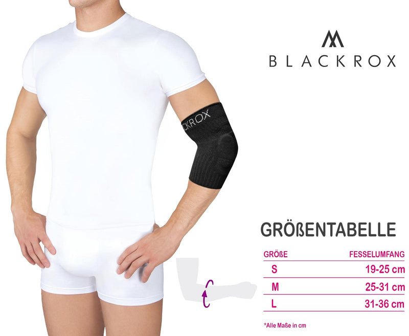 Blackrox Lumiorox Elbow Support For Men And Women Bodybuilding Sports Fitness Silicone Pad Left Right Double-Sided Compression Strength Sports Elbow Bandage (L, Black) - NewNest Australia