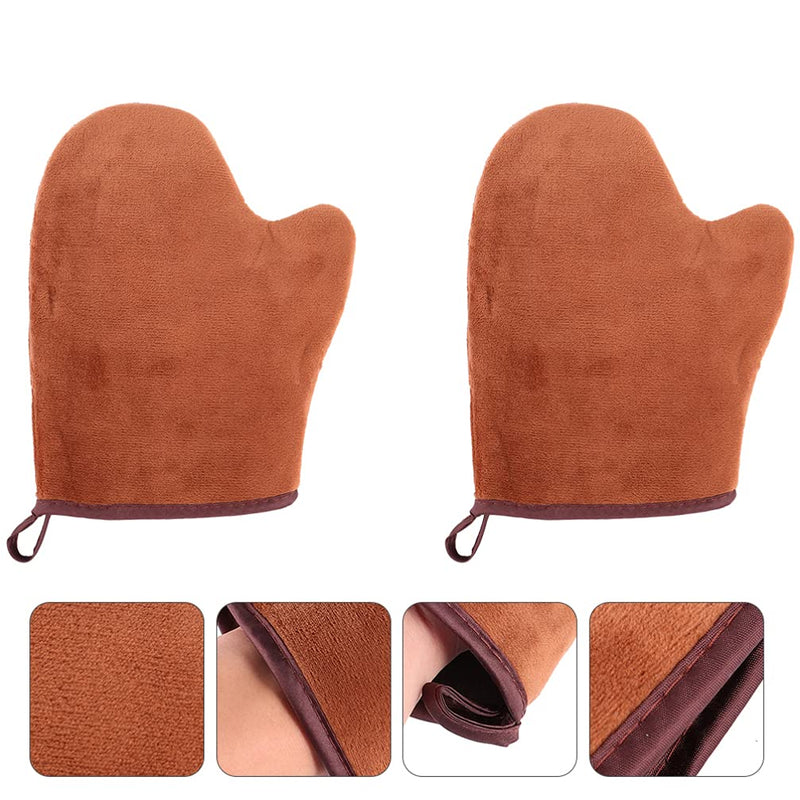 Minkissy 2pcs Self Tanning Mitt Self Tanner Applicator Mitt Sunless Tanning Mitten Self Tanner Gloves With Thumb (Brown) - NewNest Australia