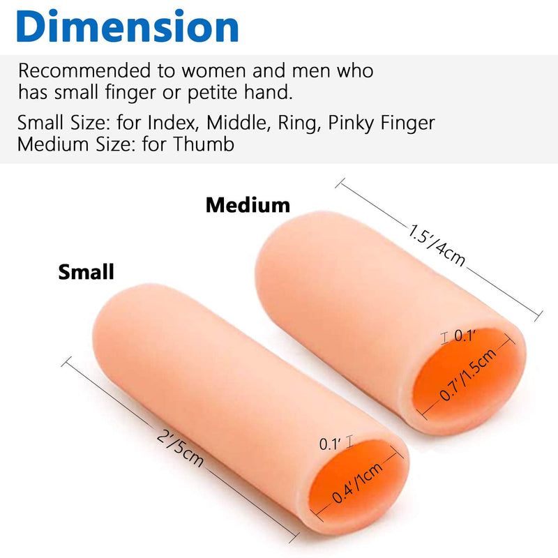 JKcare 12 Pack Gel Finger Caps, Silicone Finger Protectors Sleeves - Covers to Protect Fingertips and Provide Pain Relief from Finger Cracking, Hand Eczema (Finger Cots) - NewNest Australia
