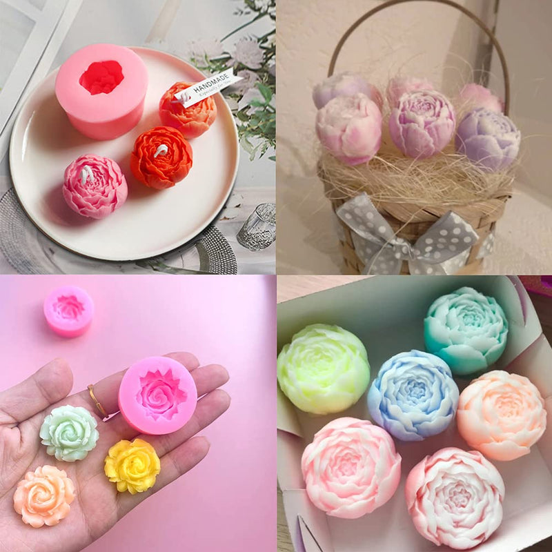 MEMOVAN 4pcs 3D Flower Silicone Soap Mold 3D Rose Flower Silicone Fondant Mold Bloom Rose Shape Resin Candle Mold for Cake Decoration Chocolate Handmade Soap Candy Making Clay Lotion Bar Wax DIY Craft - NewNest Australia