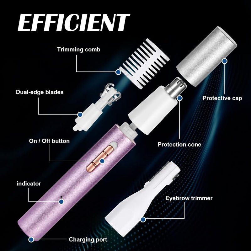 URAQT Nose Hair Trimmer, Waterproof Double Blade Nose Hair Trimmer Ear Hair Trimmer Women Men, 2 in 1 Nose Hair Remover Eyebrow Razor, Eyebrow and Facial Hair Trimmer Nose Trimmer (Purple) Purple - NewNest Australia