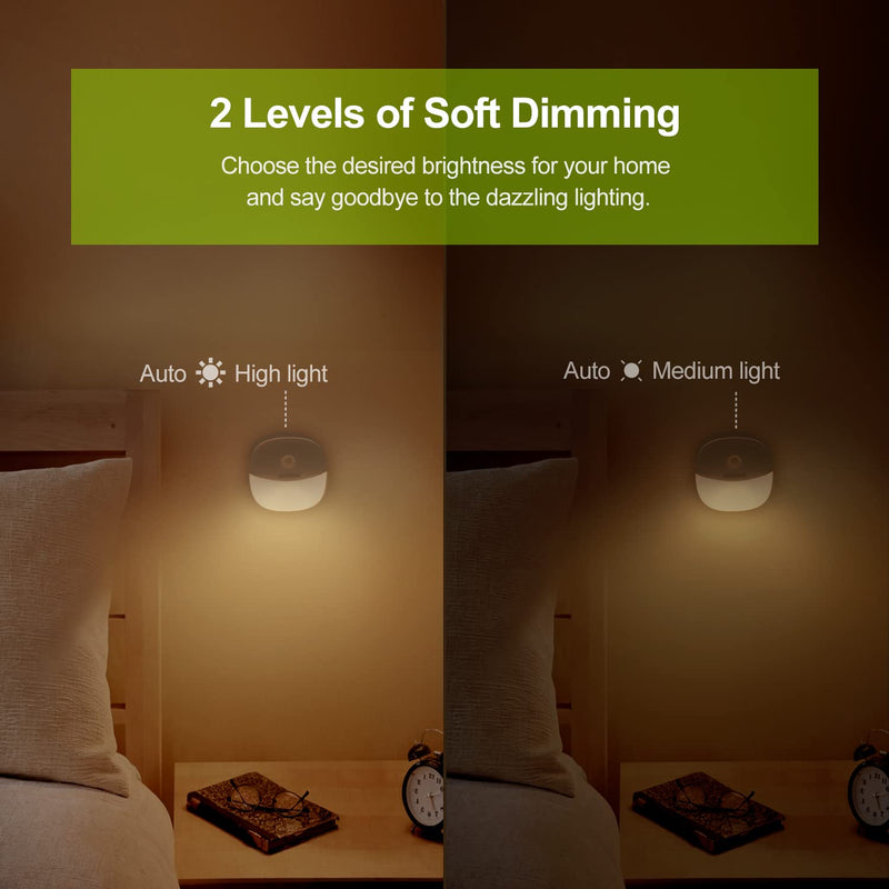 AUVON Rechargeable Mini Motion Sensor Night Light, Warm White LED Stick-On Closet Light with Dusk to Dawn Sensor, Adjustable Brightness for Wall, Stairs, Cabinet, Hallway (2 Pack) A-warm White - NewNest Australia