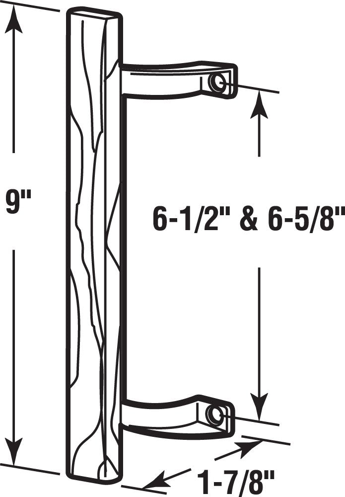 PRIME-LINE Products C 1190 Sliding Glass Door Pull Handle, 6-1/2 in. - 6-5/8 in. Hole Centers, Black Diecast Supports w/Wood Handle - NewNest Australia