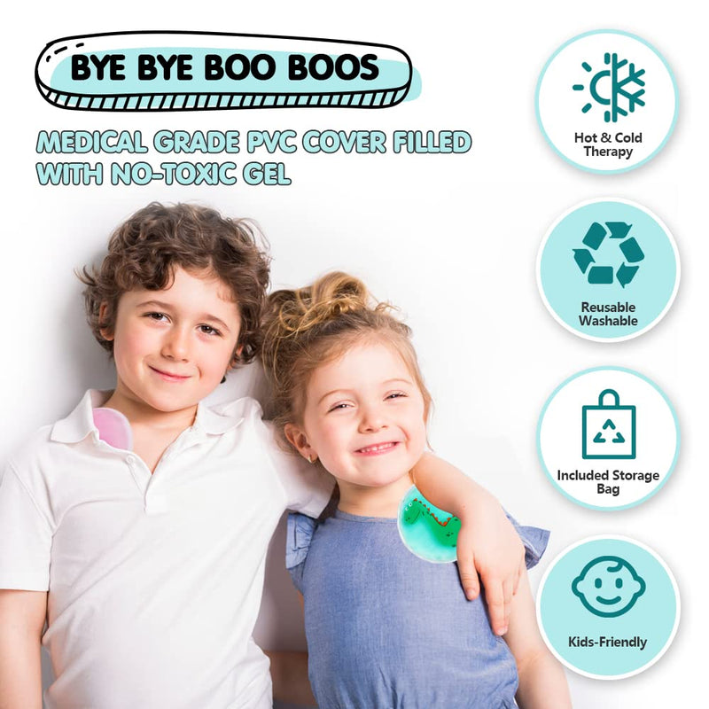 Hilph®Kids Ice Pack for Boo Boos, 3 Pack Gel Ice Pack for Children's Injuries, Swelling, Fever, Wisdom Teeth, First Aid - 4.52"x4.52" A-3 Dinosaurs - NewNest Australia