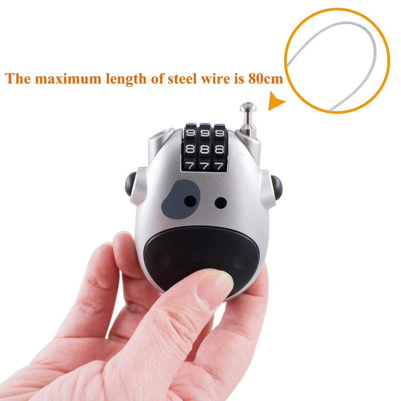 Coded Lock Wire Adjustable Alloy Travel Padlock for Luggage Helmet Backpacks Baby Strollers Bicycle Suitcases Portable Mini Anti-Theft 3 Digit Security Retractable Combination (Silver) - NewNest Australia
