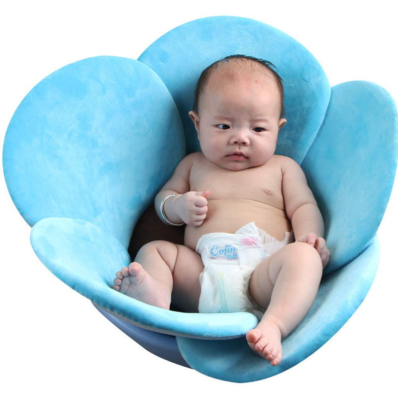 KAKIBLIN Flower Baby Bath Mat, Comfort Baby Bath Pad Infant Bathtub Mat Baby Bath Support Lounger for Newborn 0-6 Months，Blue Blue - NewNest Australia