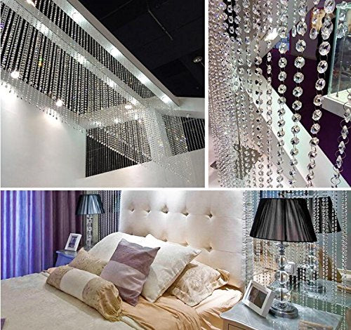 VOVOV 20FT Clear Crystal Garland Chandelier Octagon Beads Chain Beaded Trim - NewNest Australia