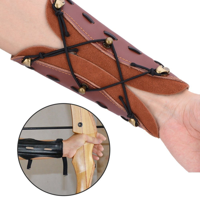 Dilwe Arm Guard, Shooting Archery Arrow Leather Arm Guard Protection Safe Strap Armband for Hunting Shooting Bow - NewNest Australia