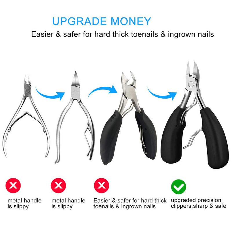 4PCS Toe Nail Clipper for Ingrown or Thick Toenails,Toenails Trimmer and Professional Podiatrist Toenail Nipper for Seniors with Surgical Stainless Steel Surper Sharp Blades Soft Grip Handle Black - NewNest Australia