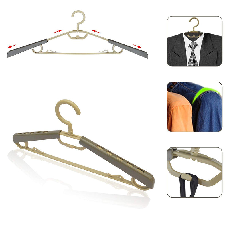 NewNest Australia - BonDream 6-Pack Heavy Duty Plastic Extra-Wide Arm 15"-23"Suits Clothes Hangers with Swivel Hooks,Perfect for Coat,Jacket,Dress,Shirt,Trousers or closet space saving,Grey&Tan 