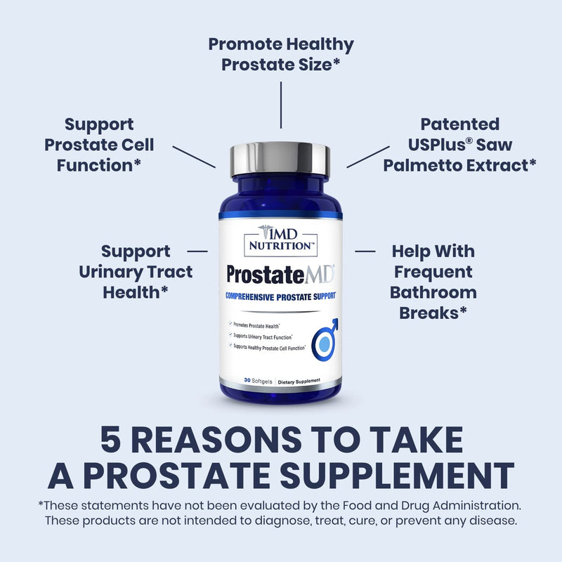 1MD Nutrition ProstateMD Saw Palmetto Prostate Support Supplement - Support for Urinary Tract and Frequent Bathroom Urges | 30 Day Supply 30 Count (Pack of 1) - NewNest Australia