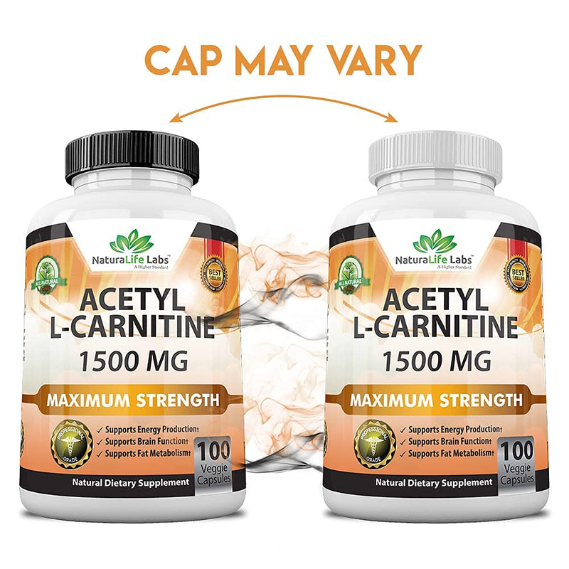 Acetyl L-Carnitine 1,500 mg High Potency Supports Natural Energy Production, Supports Memory/Focus - 100 Veggie Capsules - NewNest Australia
