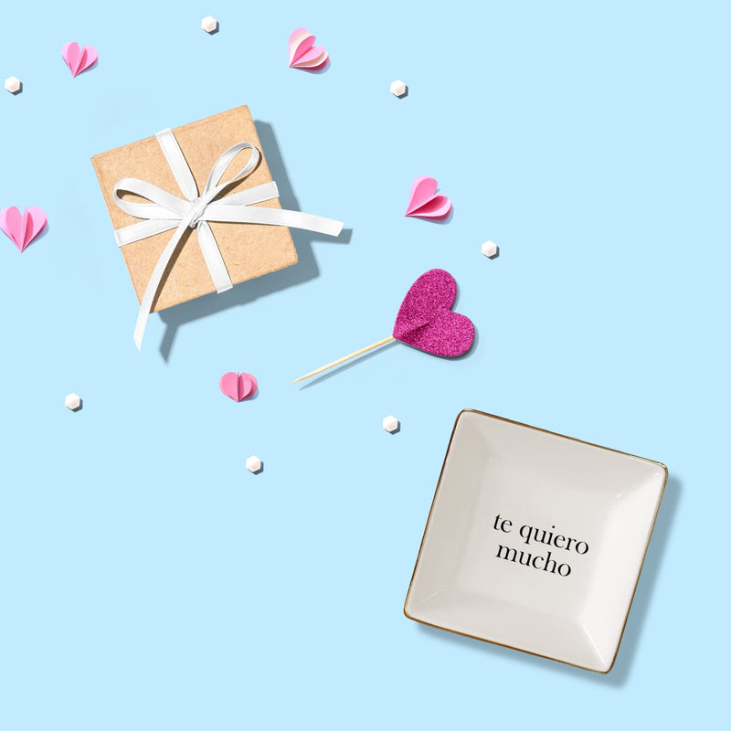 Te Quiero Mucho Jewelry Ring Holder Spanish I Love You Gift | Mothers Day Gift for Madre or Abuela | Elegant Jewelry Ring Dish by Simply Charmed - NewNest Australia