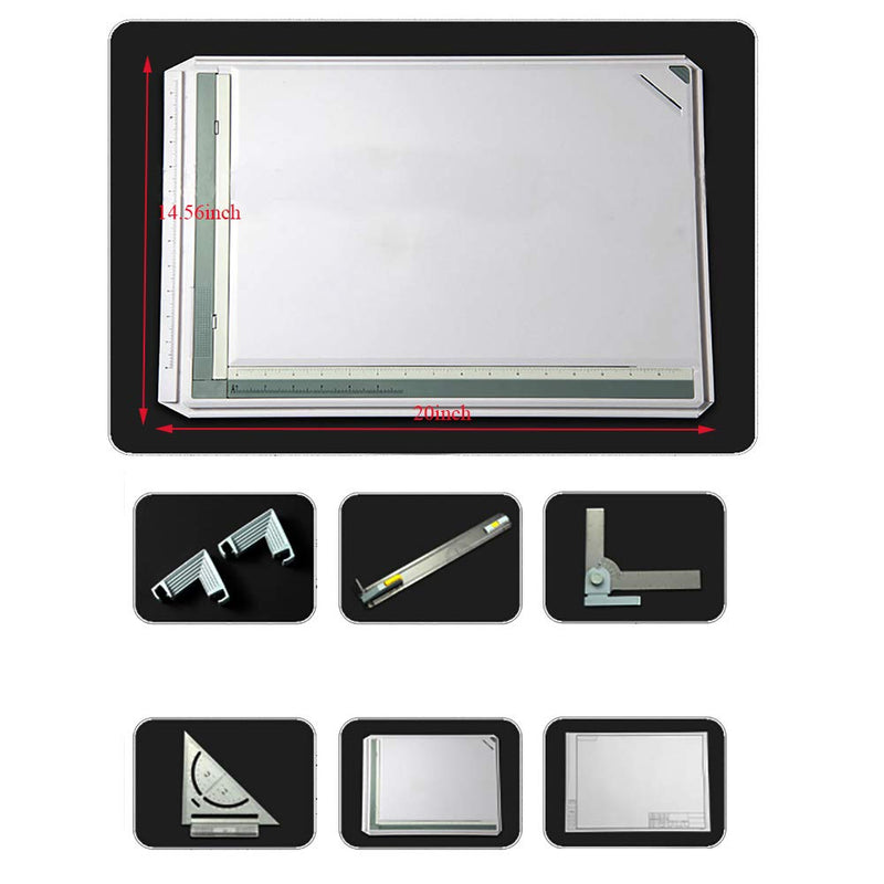 SALEMAR Inch Scale A3 Drafting Table Drawing Board, Drawing Tool Set Graphic Architectural Sketch Board with Parallel Motion, Set Square, Clamps, Protractor, Anti Slip Support Legs, Sliding Ruler - NewNest Australia