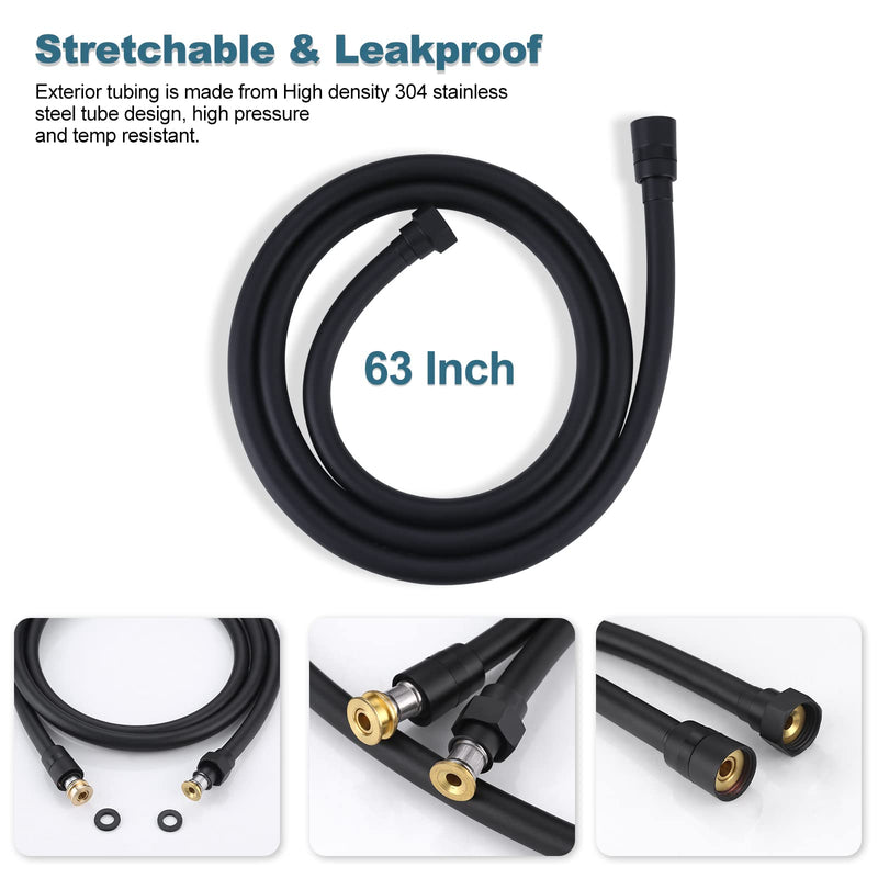 Aleasha Shower Hose, Premium PVC Shower Head Hose Extension for Bathing Toilet Cleaning Dogs Bathing 63 Inches Matte Black Handheld Shower Hose 63 Inch - NewNest Australia