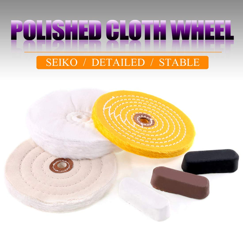 Swpeet 6Pcs 6 Inch Buffing Polishing Wheels with 3 Colors Polishing Compounds Kit, Including Flannel (30 Ply), Cotton (40 Ply), Yellow Buffing Wheel (30 Ply) Polish Pad with 1/2” Arbor Wheels - NewNest Australia