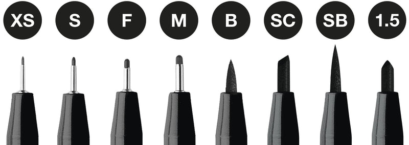 Faber-Castell Pitt Artist Pen Pack of 8 Assorted Sizes, 8 Black - NewNest Australia