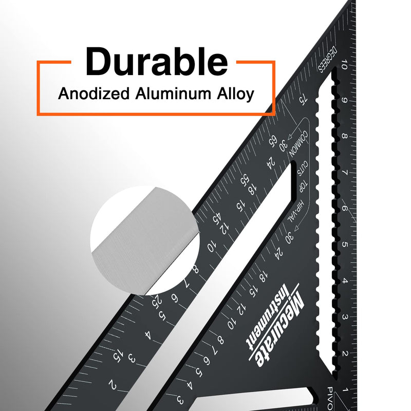 Mecurate Rafter Square, 12 inch Triangle Carpenter Square Die-cast Aluminum for Woodworking and Carpentry - NewNest Australia
