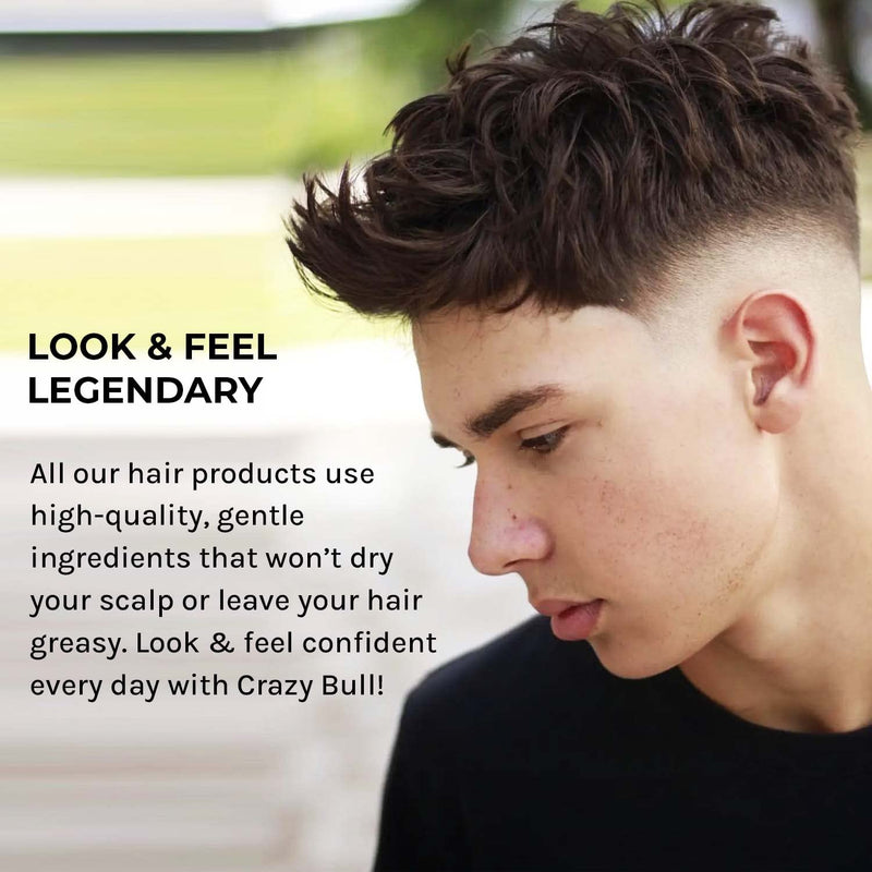 Crazy Bull Pomade - Vegan & Water Based Strong Hold Hair Styler with High Shine Finish - Styling Product with Artificial Beeswax for Thickening, Volumising, & Defining Hair - Light Cologne Scent - NewNest Australia