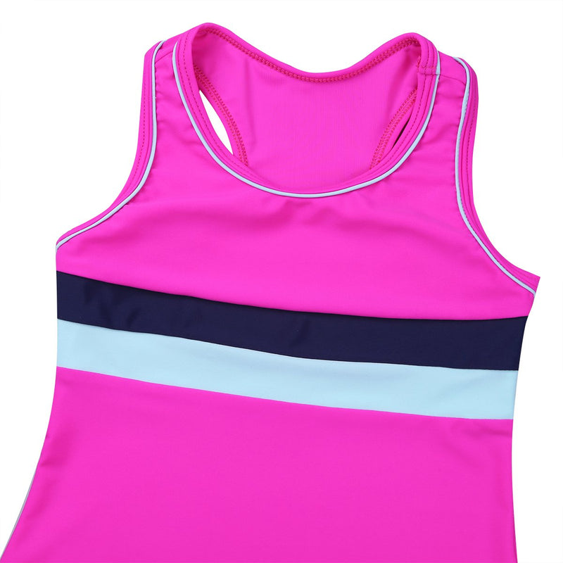 easyforever Girls Kids Tankini Sleeveless Swim Tops with Bottoms Set Gym Workout Swimsuit Swimwear Rose 12 - NewNest Australia