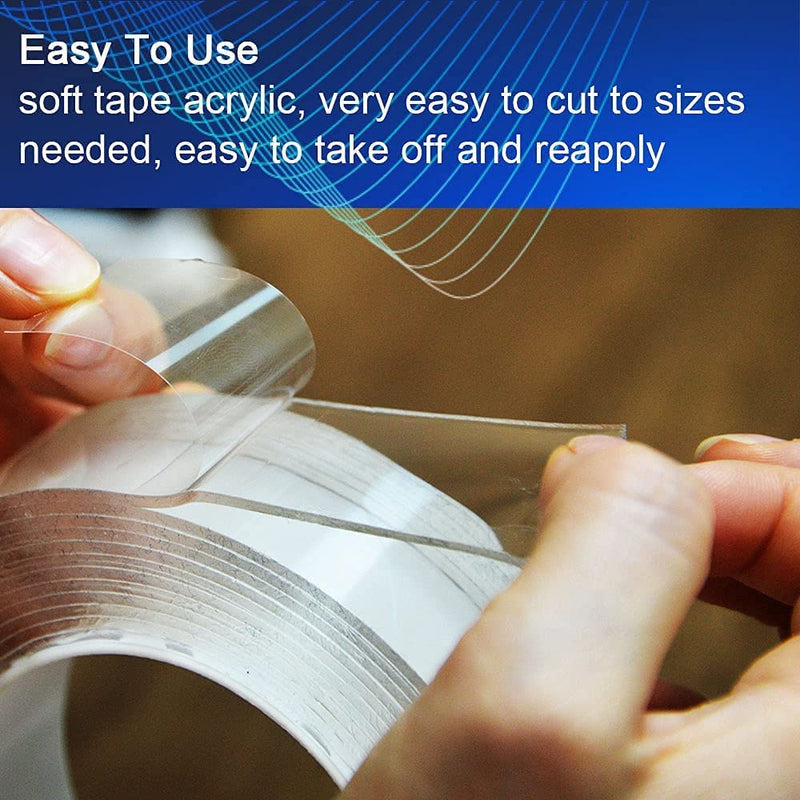 ZMUAXUAN Strong Nano Double Sided Tape Heavy Duty Mounting,Clear Removable Sticky Adhesive Strips No Damage Wall,Waterproof Reusable Thick Gel Grip Washable for Hanging Picture,Poster,Carpet,Photo 1 - NewNest Australia
