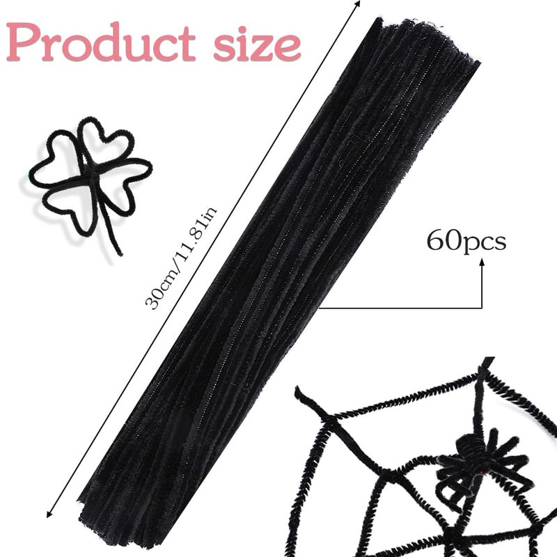 60 Pieces Black Pipe Cleaners,Craft Pipe Cleaners,Pipe Cleaners Chenille Stem,Pipe Cleaners Bulk,Art Pipe Cleaners for Creative Home Decoration Supplies Arts and Crafts Project 60pcs - NewNest Australia