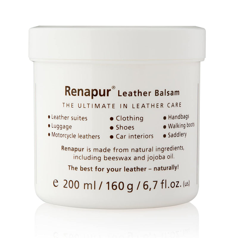 Renapur Leather Balsam, Natural Balm, Conditioner and Restorer (200 ml + Applicator Sponge) — Protector for Leather Sofas, Furniture, Shoes, Bags, Car Seats, Saddlery & Tack (Original) - NewNest Australia