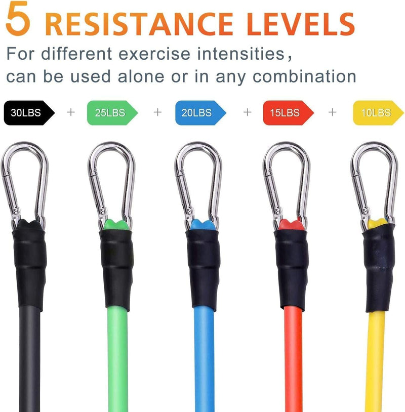 Resistance Bands Set 5Pcs With Handle Strength Exercise Resistance Band Training Fitness Tubes Tension Bands Workout Gym Equipment Men And Women For Home Use Physical Training Cable - NewNest Australia