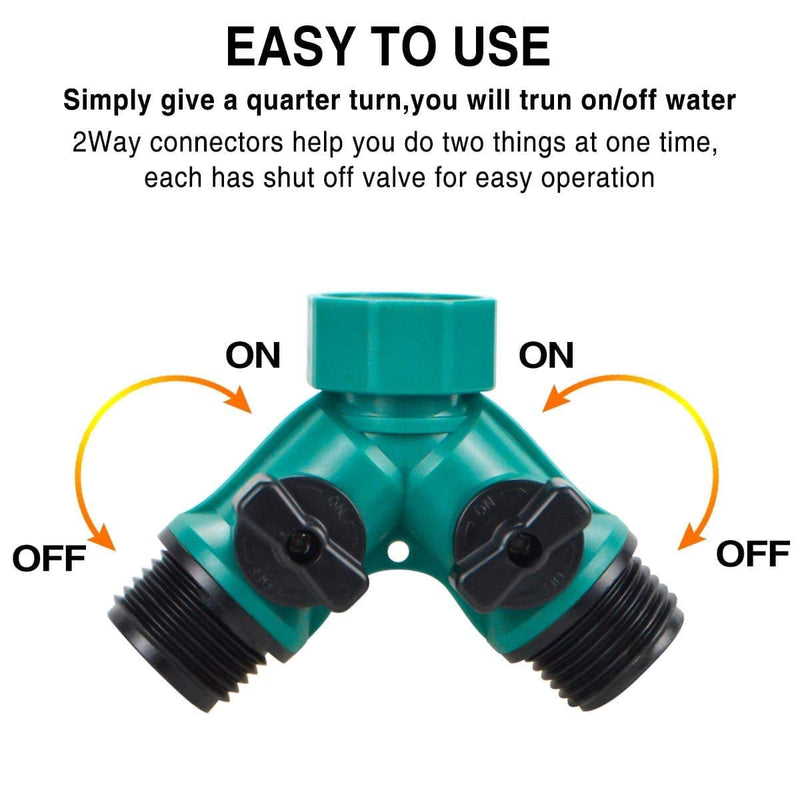 ECOESPTI Garden Hose Splitter, 3/4" 2 Way Plastic Water Hose Splitter, Garden Hose Connector with Faucet Watering Shut Off for Landscaping, Gardening, Flower Planting, Irrigation - NewNest Australia