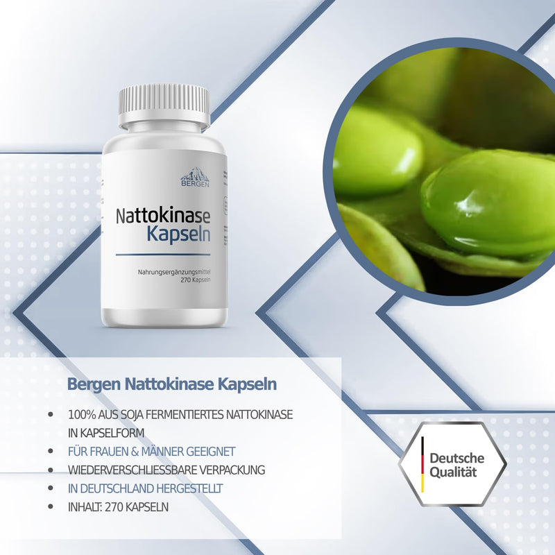 Bergen Nattokinase 270 capsules 100mg per capsule (vegan) 20,000 FU, without vitamin K1 & K2 - NewNest Australia