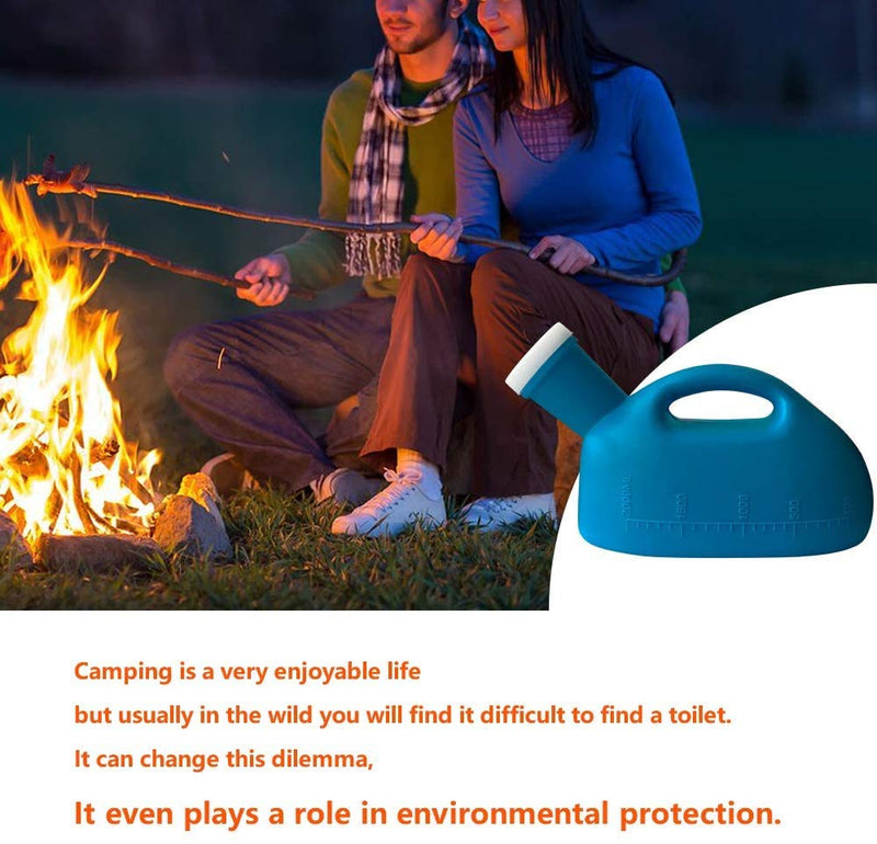 Male Urinal Portable Mens Potty Pee Bottle Collector Travel Toilet with lid 2000 ml/66 oz for Elderly, Incontinence, Driving, Camping (Blue) Blue - NewNest Australia