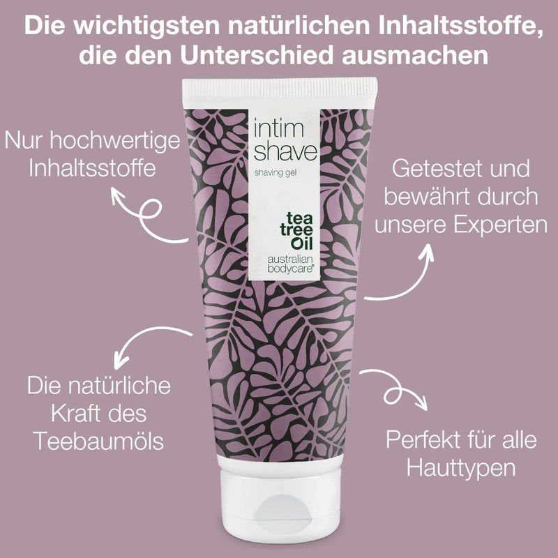 Australian Bodycare Intimate Shave 200 Ml, Transparent Shaving Gel For Intimate Shaving, Against Ingrown Hair, Red Pimples, Shaving Burn For Hair Removal In The Intimate Area, Natural Tea Tree Oil - NewNest Australia