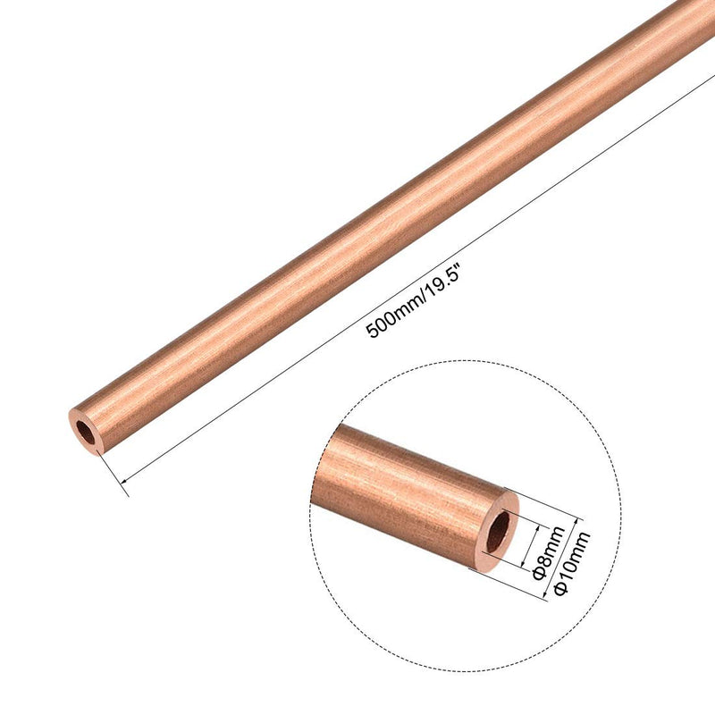 uxcell Copper Round Tube Pipe 10mm Outside Diameter X 8mm Inside Diameter 500mm Long 8mm(ID)x10mm(OD)x500mm(L) - NewNest Australia