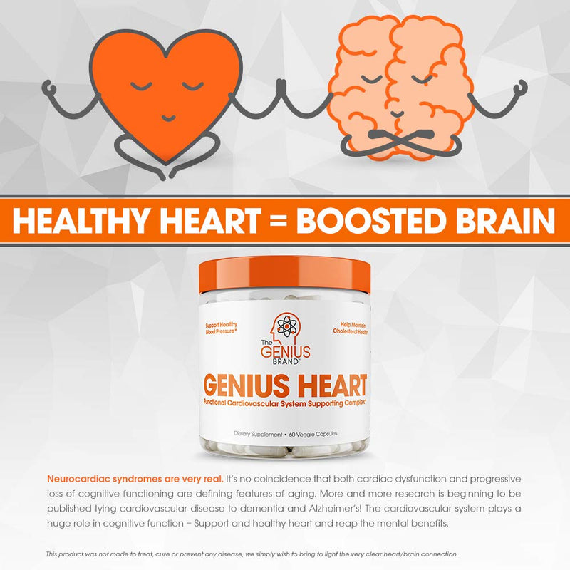 Genius Heart & Cardiovascular Health Supplement – Cholesterol Lowering Vein & Blood Pressure Support w/ Grape Seed Extract, Vitamin K2 MK7 & CoQ10 – Antioxidant Energy for Men & Women,60 Veggie Pills - NewNest Australia