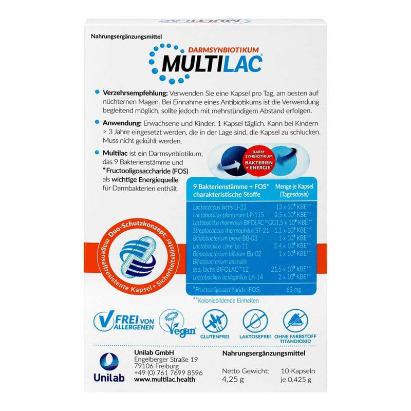Multilac intestinal synbiotic 10 pieces - NewNest Australia
