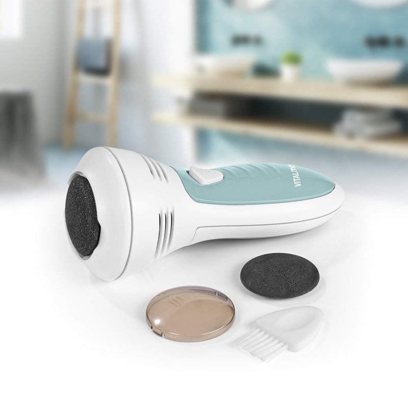 Vitalmaxx Callus Remover With Suction Function | Without Blades - No Risk Of Injury | With 2 Attachments For Gentle And Safe Use | Wireless Operation Comfort | Battery Operated [White/Turquoise] - NewNest Australia