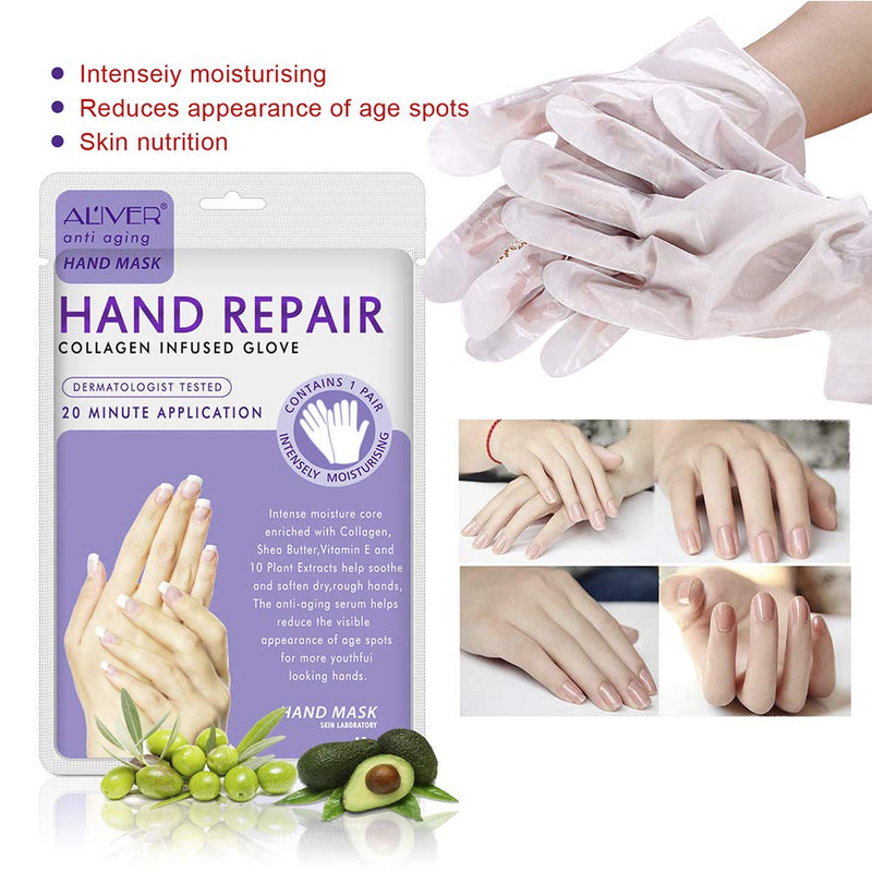 Hand Mask,5 Pairs Hand Moisturizing Gloves Mask,Hand Spa Mask Infused Collagen,Serum,Vitamins,Natural Plant Extracts for Dry,Cracked Hands,Whitening and Anti-aging,Repair Rough Skin Lavender - NewNest Australia